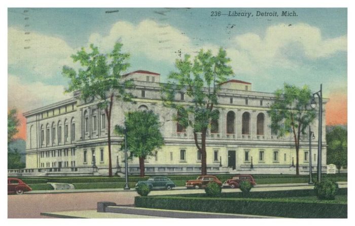 Beautiful postcard of the Detroit Public Library